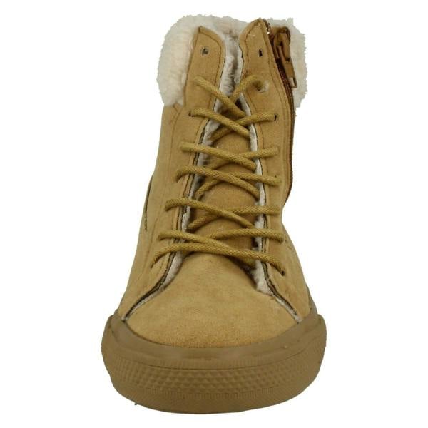 Spot On Girls Spot On Casual Suedette Ankle Boots with Faux Fur Lining