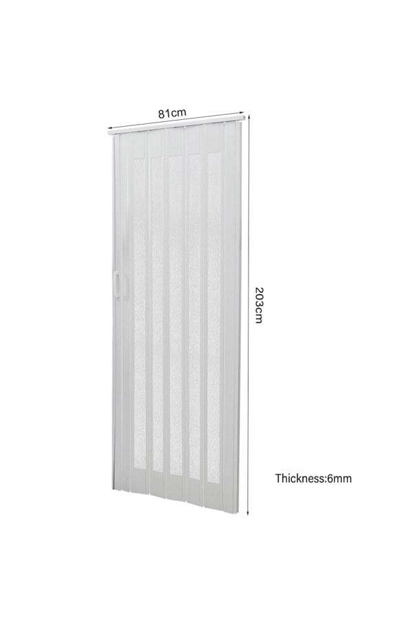 Living and Home 203x81cm White PVC-Acrylic Folding Partition Door with Wheels & Handle