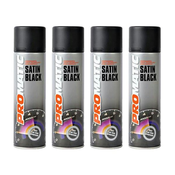 Promatic 4X Promatic Satin Black Spray Paint 500ml