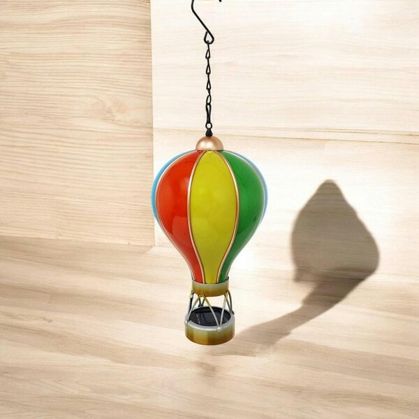 EDH Door Hardware Small Rainbow Solar Hot Air Balloon – Outdoor Hanging LED Light for Garden, Patio & Porch Décor (45cm x 14cm x 14cm)