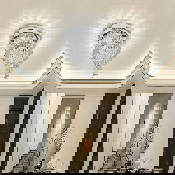 Elegant Crystal Round Ceiling Light Living and Home 1 light 