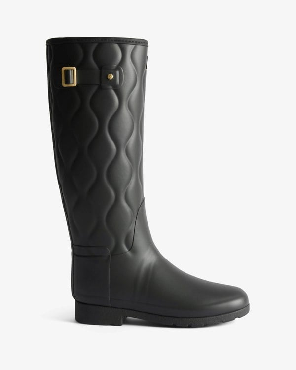 Hunter Womens Originals Refined Tall Onion Quilt Boots - Black