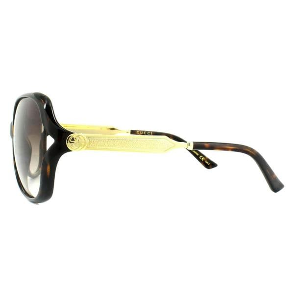 Gucci Sunglasses 0076S 003 Havana Gold Brown Gradient