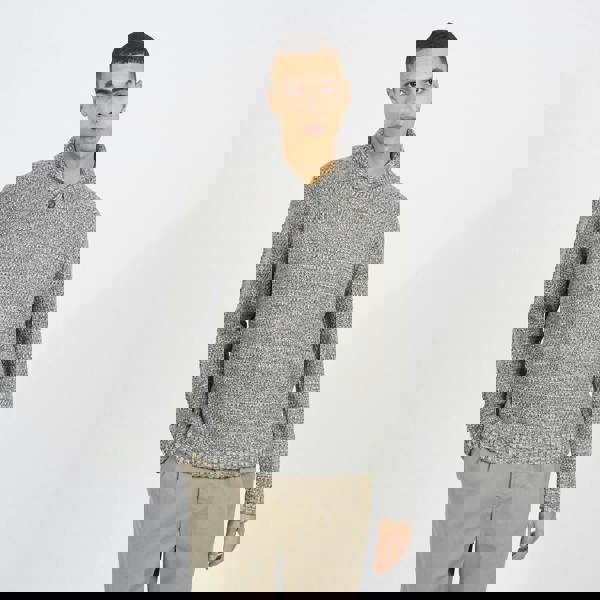 Brave Soul Ecru Shawl Neck Textured Knit Jumper - Ecru Image 1