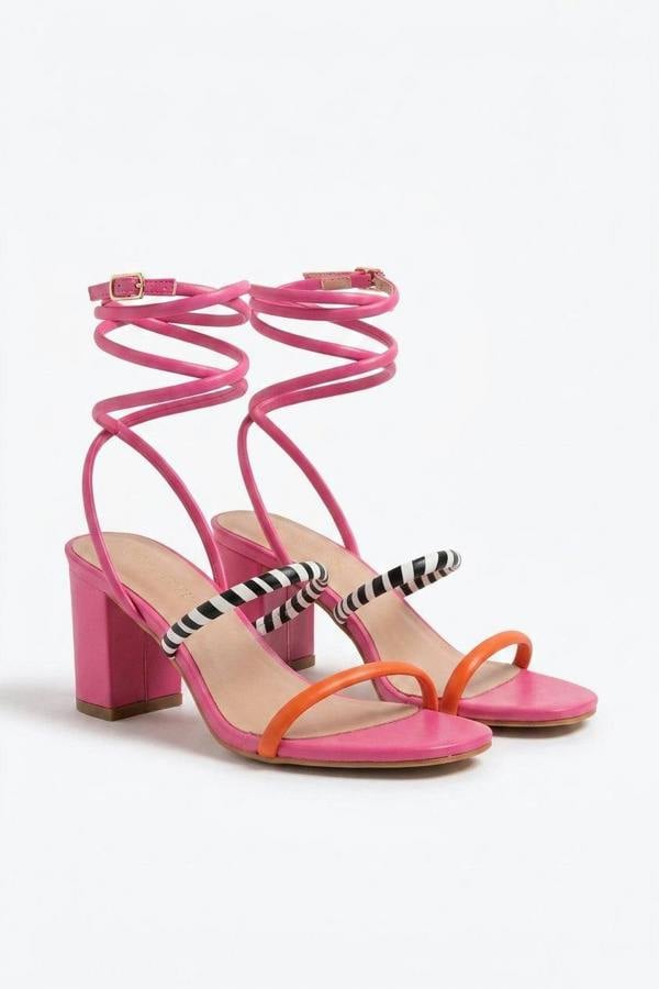 Annie Ankle Strappy Heeled Sandals - Fuschia_wb