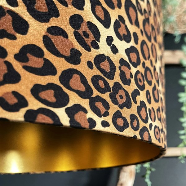 Leopard Print Lampshade With Gold Lining