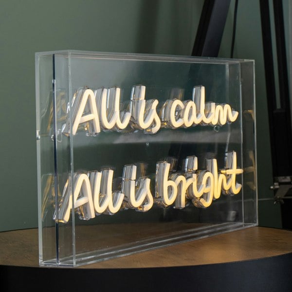 Samuel Alexander 43cm Light up All is Calm Neon Flex Christmas Sign in Warm White