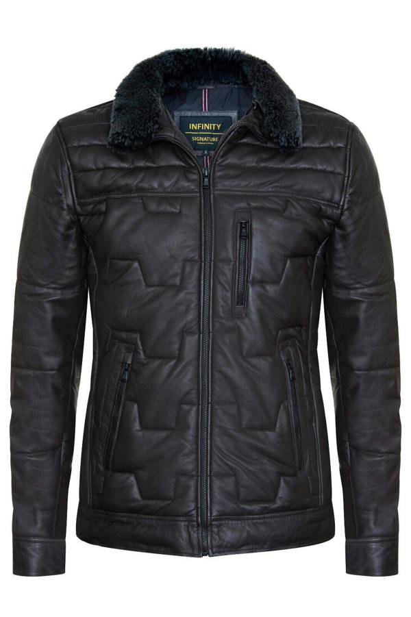 Infinity Leather Men's Leather Quilted Biker Jacket - Guayaquil
