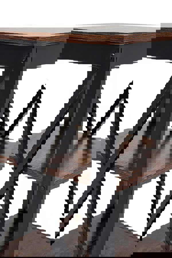 Living and Home Two Layer Vintage Wooden Square Side Table