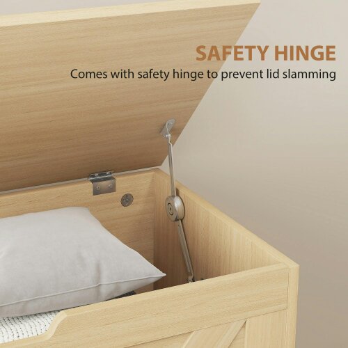 Wyld Haus Yolu Vina Natural Wood Effect Storage Chest With Safety Hinges 100 Litre