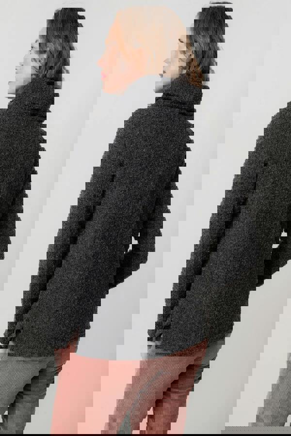 Lily & Me Cosy Day Boucle Knit Cowl Neck Jumper Charcoal