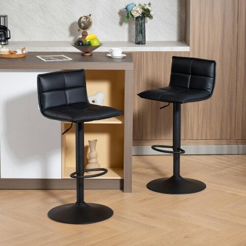Wyld Haus Miha Set Of 2 Black Modern Faux Leather Bar Chairs