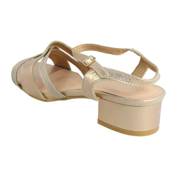 Spot On Ladies Spot On Ankle Strap Low Block Heel Glitter Wide Fitting Sandals F12118
