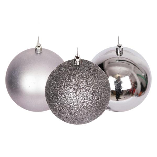 10cm Shatterproof Mid Grey Christmas Baubles, 3 or 6 Pack for Trees and Festive Displays image 1