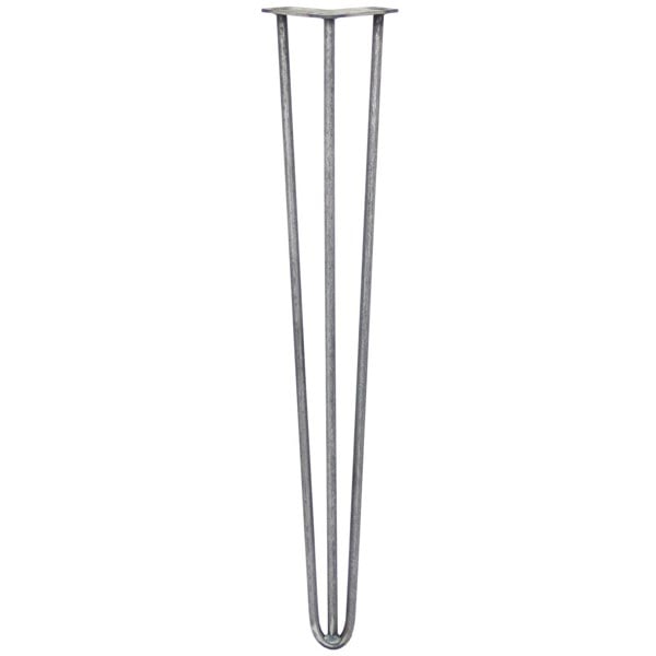 SkiSki 4 x 28" Hairpin Legs - 3 Prong - 12mm - Raw Steel