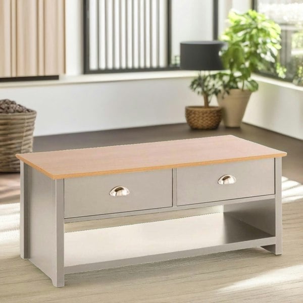 Rafaelo Mobilia Coffee Table With 2 Drawers Grey