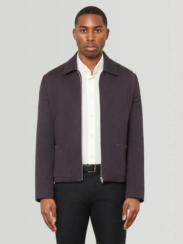 Serran London Houndstooth Knitted Jacket - Navy & Brown