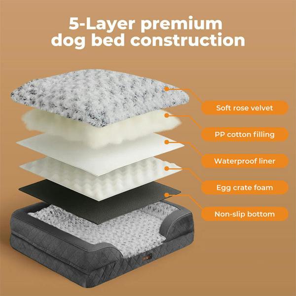 Skylos Orthopedic Pet Bed Dog Memory Foam Cushion Calming Mat Washable Large