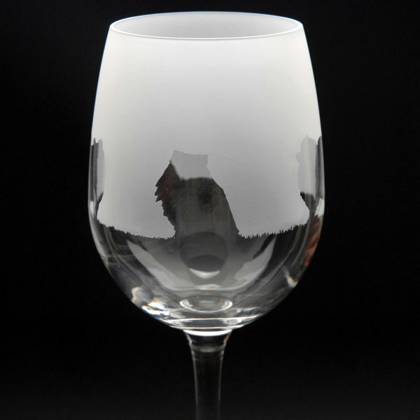 Glyptic Glass Art Pomeranian Dog Crystal Wine Glass - Hand Etched/Engraved Gift