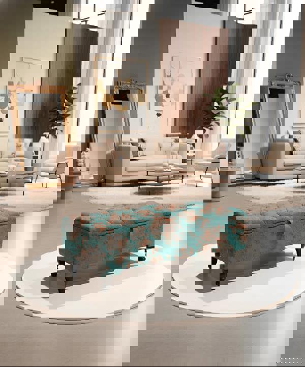 PREMIUM Teal Blue Floral Chenille - ISTOOLS