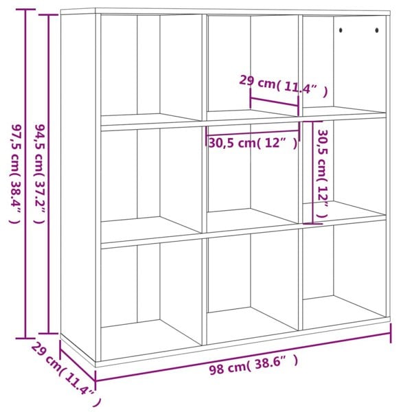 Berkfield Book Cabinet Smoked Oak 98x30x98 cm