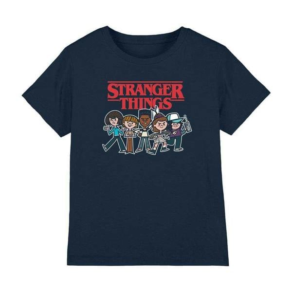 Stranger Things Childrens/Kids Cartoon Group T-Shirt - Navy - 