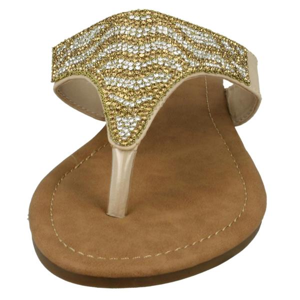 Savannah Ladies Savannah Flat Diamante Toe Post Sandals