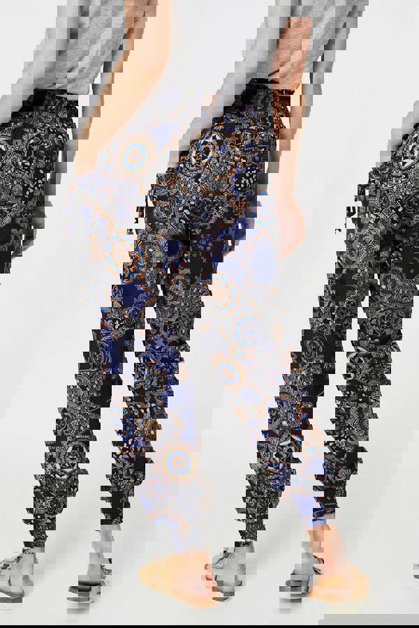 Navy | Mosaic Print Pocket Detail Pants