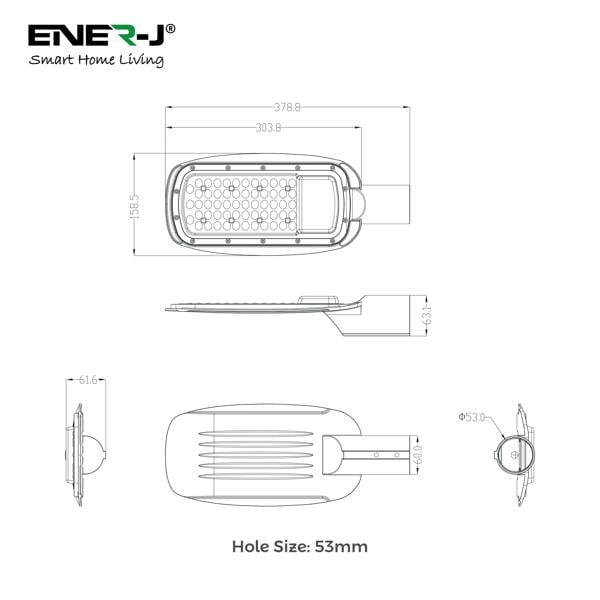 ENER-J 50W LED Streetlight Waterproof IP65 6000k Wall Light, Ideal Street Lamp To Install At a Height Of 6-8 Meters, 5 Years Warranty