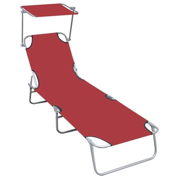 Berkfield Folding Sun Lounger with Canopy Red Aluminium