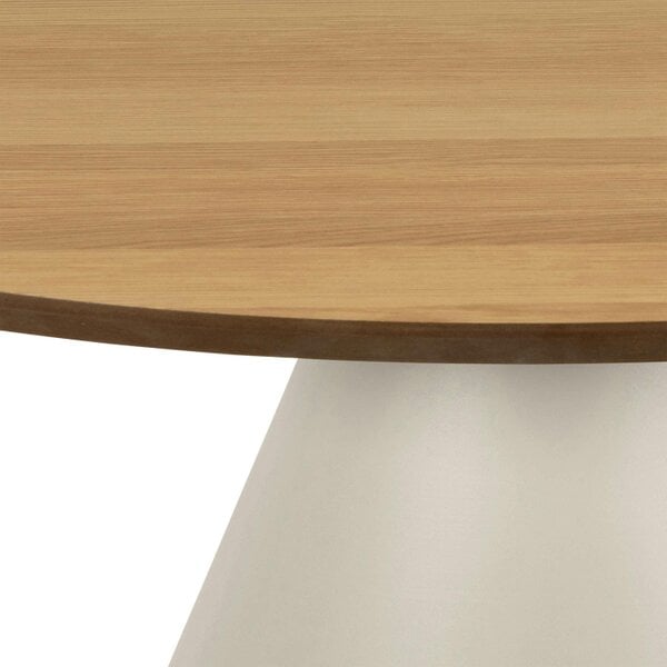 Wyld Haus Hamburg Low Round Oak Veneer Coffee Table Pillar Steel Base