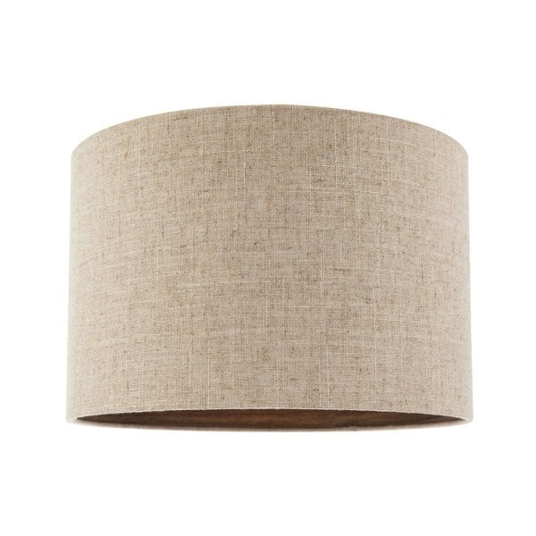 Vintage Natural Linen Lamp Shade in Oatmeal with Wood Effect Inner Image 1