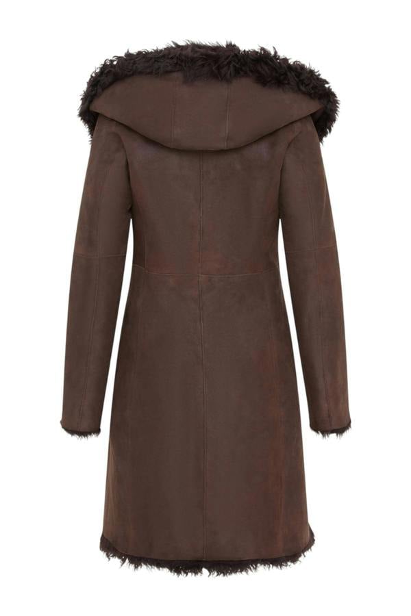 Infinity Leather Womens Toscana Sheepskin Leather Hooded Trench Coat - Coast
