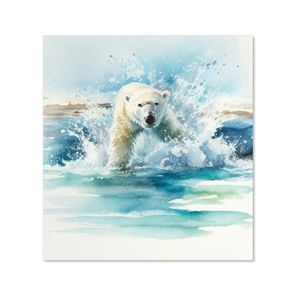 Warren Reed - Designer Hunting Polar Bear Watercolour Kitchen Splashback