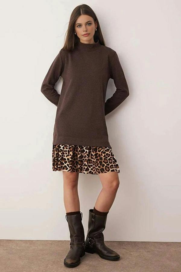 WOVCOR Mini Selanik Stand Collar Knit Dress