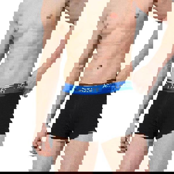 Lacoste 3 Pack Cotton Stretch Logo Trunks Black/Light Blue/Blue