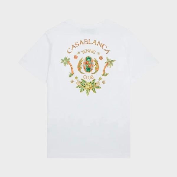Supplied Fashion Casablanca Joyaux D'Afrique Tennis Club white cotton t-shirt with back graphic print