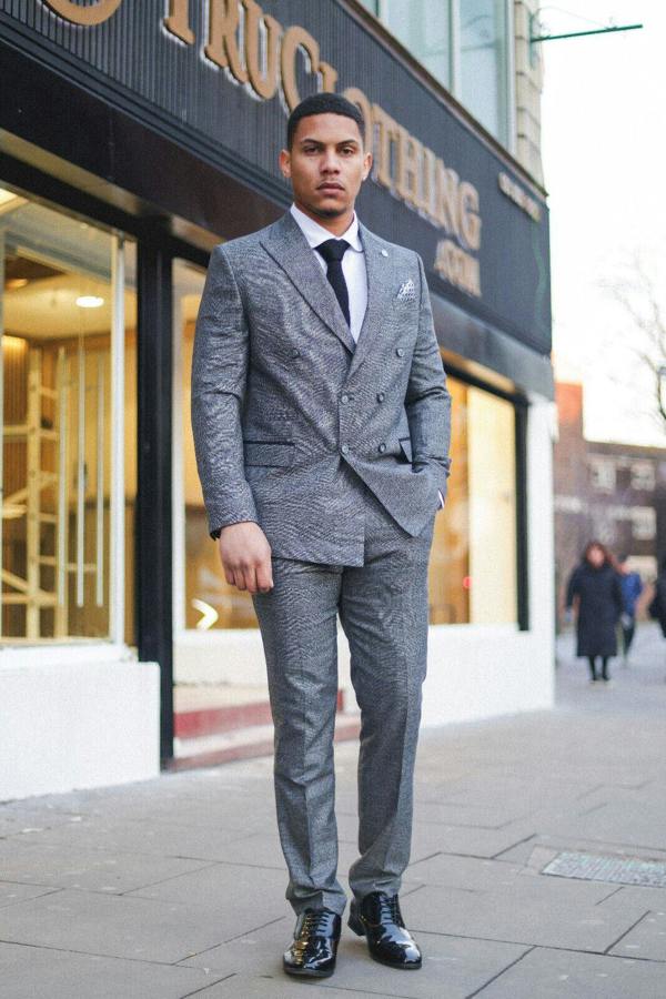 TruClothing Men's Classic Grey Double Breasted 2-Piece Suit