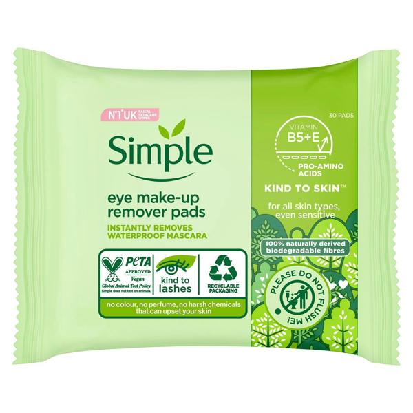 Simple Eye Make-Up Remover 125ml & Remover Pads 3 Pack Bundle