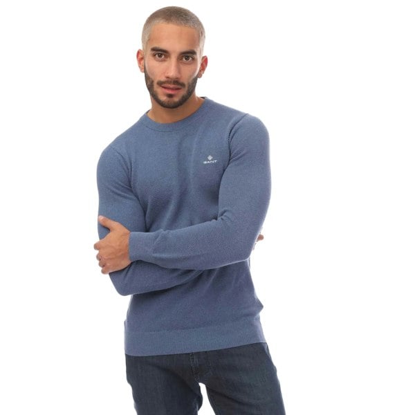 Gant Mens Neps Melange Crew Neck Sweatshirt - Blue