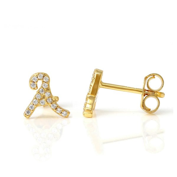 Say It With Luxe CZ Initial Earrings - Yellow Gold Plated