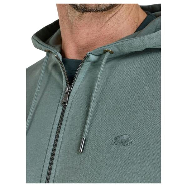 Raging Bull Mens Garment Dyed Full Zip Hoodie - Khaki Green - 