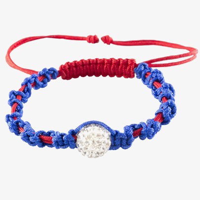 T. H. Baker Shamballa Style Red White and Blue Crystal Cord Bracelet 1957