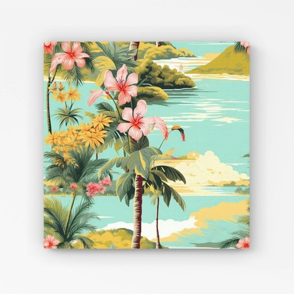 Warren Reed Palm Trees and Hibiscus Canvas