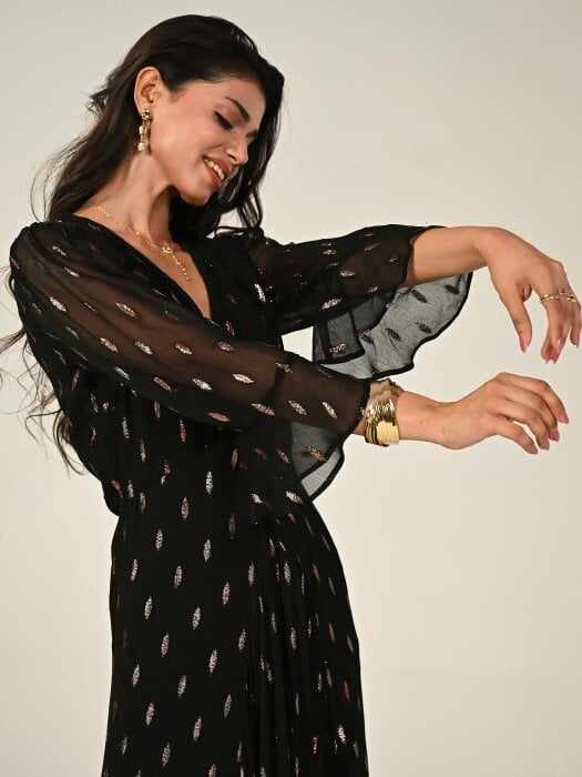 Rose & Nancy Tory Black Sparkle Maxi Dress