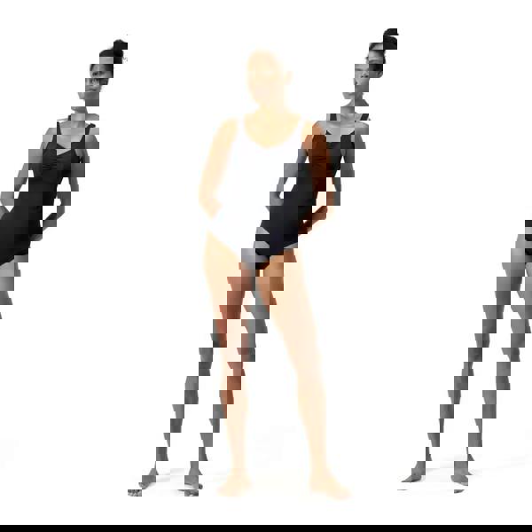 Black Speedo Shaping AquaNite swimsuit with longer body length, crisscross back