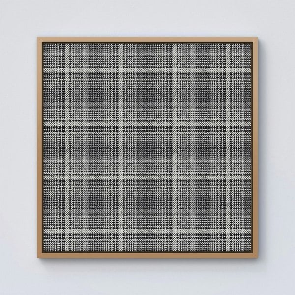 Warren Reed Monochrome Textured Checked Pattern Framed Canvas