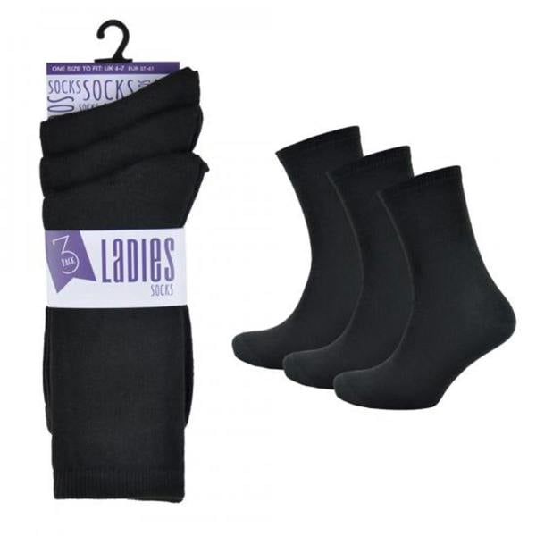 RJM Ladies RJM Plain Everyday Socks Pack of 3 SK128
