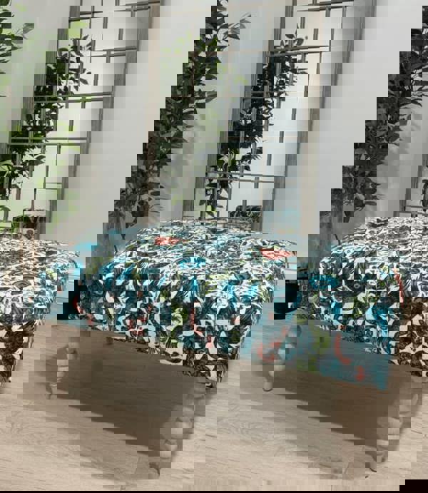 CONTACT US PREMIUM PEACOCK FOOTSTOOL GREEN FLORAL POUFFE FOOTREST TABLE - ISTOOLS