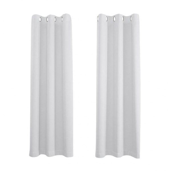 Grey Eyelet Curtains - Thermal Blackout Curtains  - 46 x 72 Inch Drop - 2 Panel Image 1